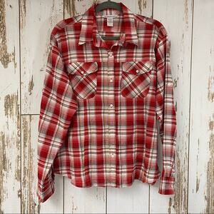 Overdrive, Plaid Textured Button Down Shirt. Size Large. Excellent condition!